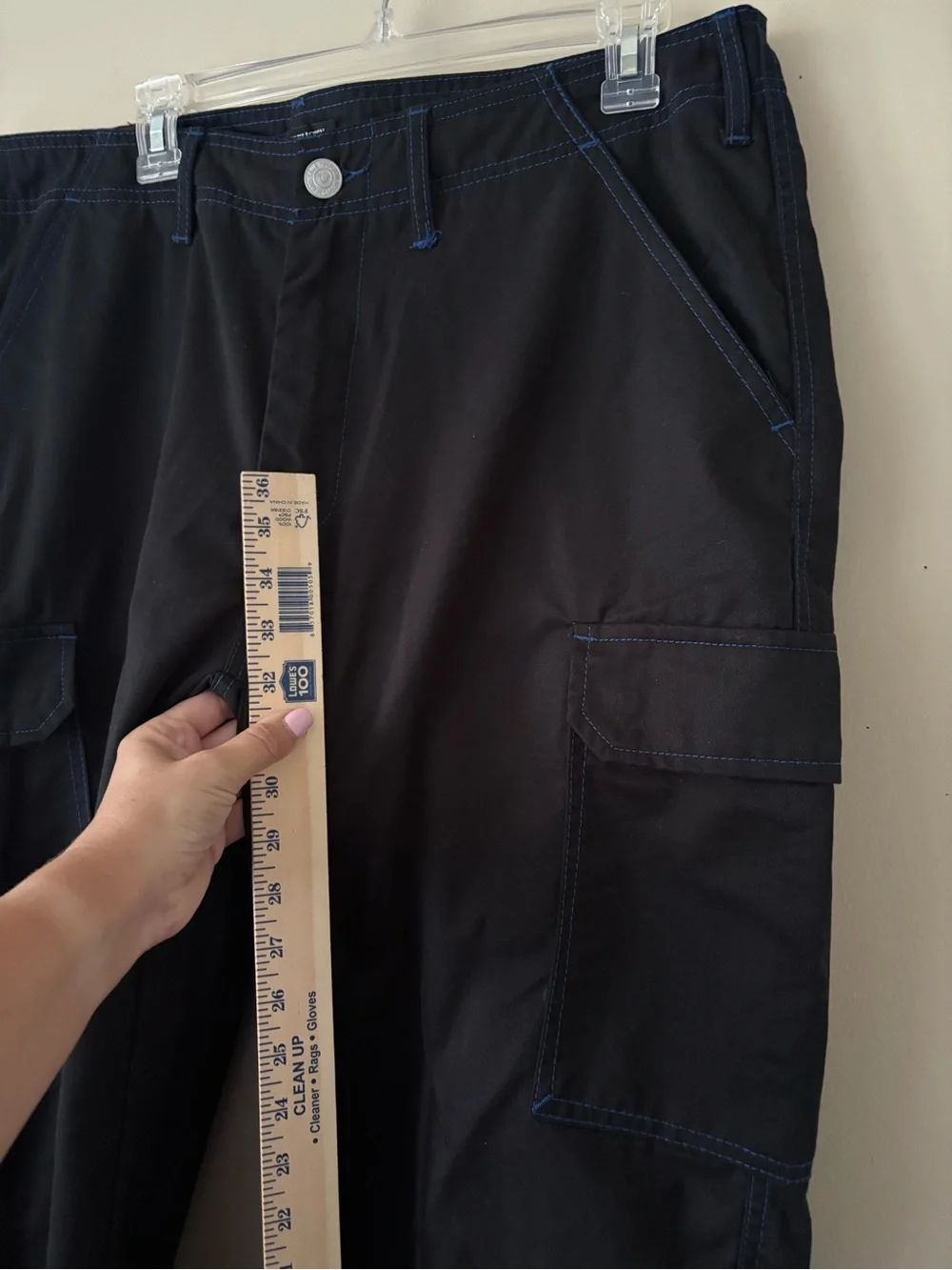 True Religion Black Cargo Pants with Blue Stitching Sz. 36 New